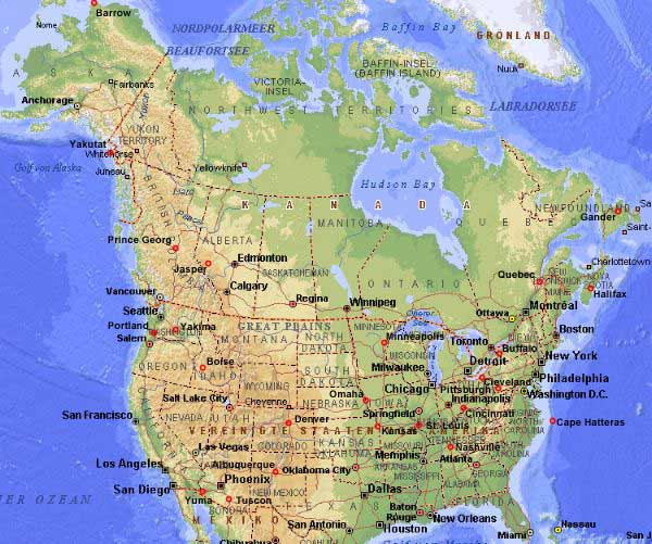 Karte Nordamerika